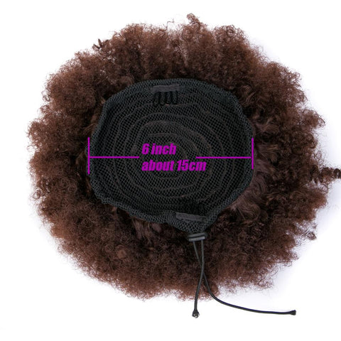 Qp hair2 pcs Synthetic Short Afro Kinky Hair Bun High Temperature Drawstring ponytail Clip in Hair Extension on Puff Hair Bun Black