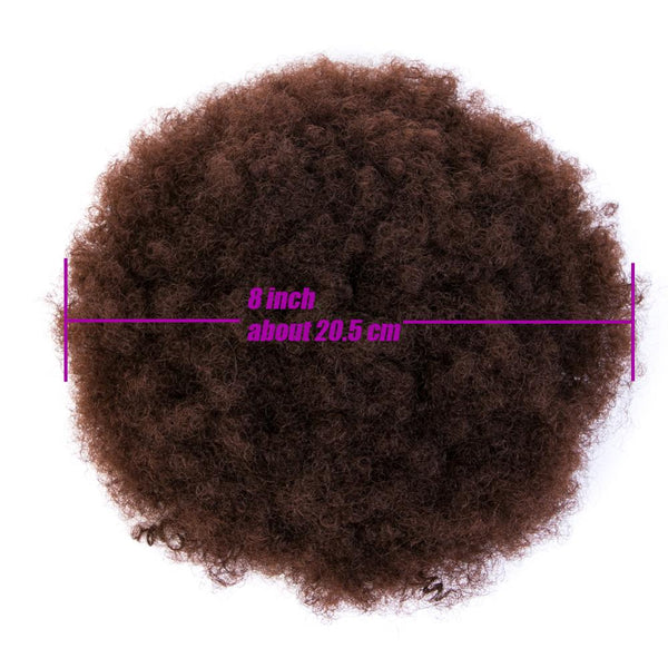 Qp hair2 pcs Synthetic Short Afro Kinky Hair Bun High Temperature Drawstring ponytail Clip in Hair Extension on Puff Hair Bun Black