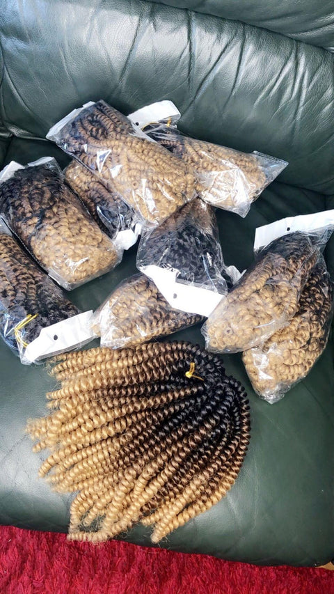 Short Ombre Jamaican Bounce Fluffy Spring Twist Hair Extensions  Synthetic Passion Twist Crochet Hair