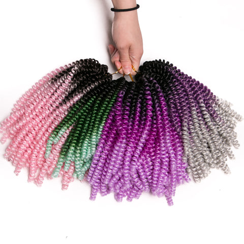 Qp hair3 pcs Synthetic Spring Twist Crochet Braid Hair Extension 8 inch,30 strands/pack ombre braiding hair colorful braids extensions