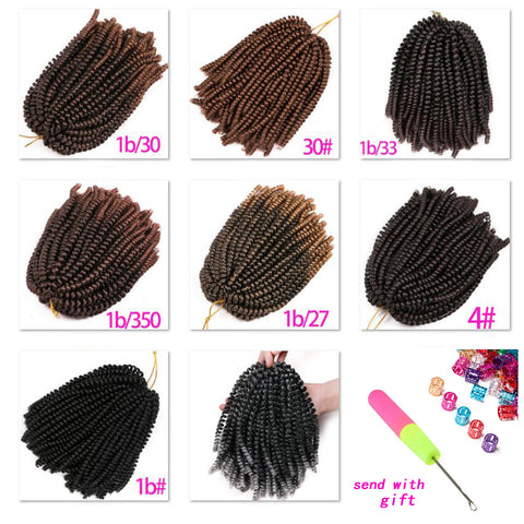 Qp hair3 pcs Synthetic Spring Twist Crochet Braid Hair Extension 8 inch,30 strands/pack ombre braiding hair colorful braids extensions