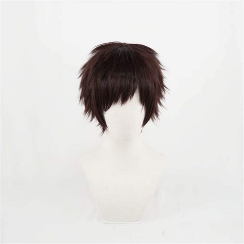 Qp hairCOSPLAZA Brown Short Layered Hair for Man Overhaul Hero Animation Character Halloween Party Cosplay Wigs