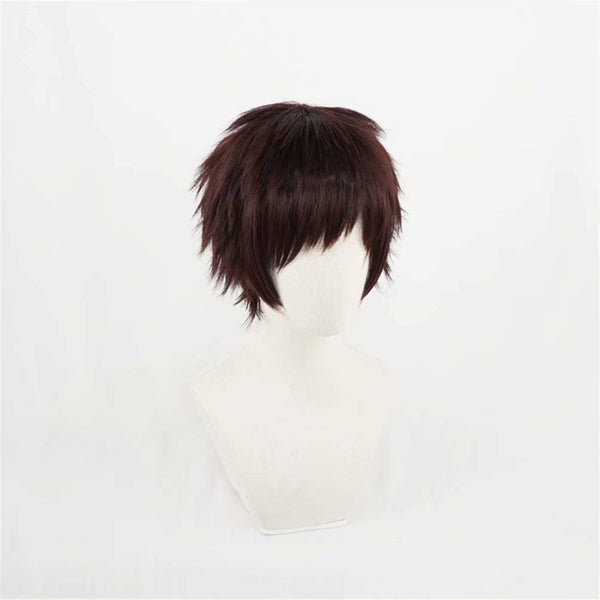 Qp hairCOSPLAZA Brown Short Layered Hair for Man Overhaul Hero Animation Character Halloween Party Cosplay Wigs