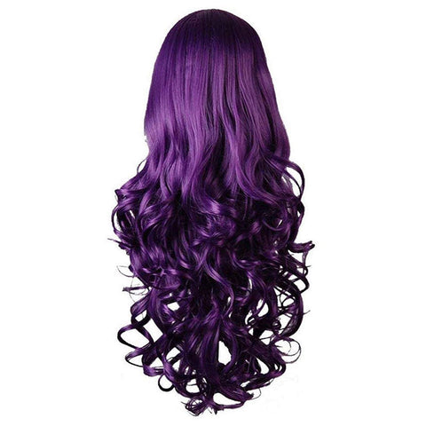 Qp hairRbenxia Curly Cosplay Wig Long Hair Heat Resistant Spiral Costume Wigs Anime Fashion Wavy Curly Cosplay Daily Party Purple 32" 80cm