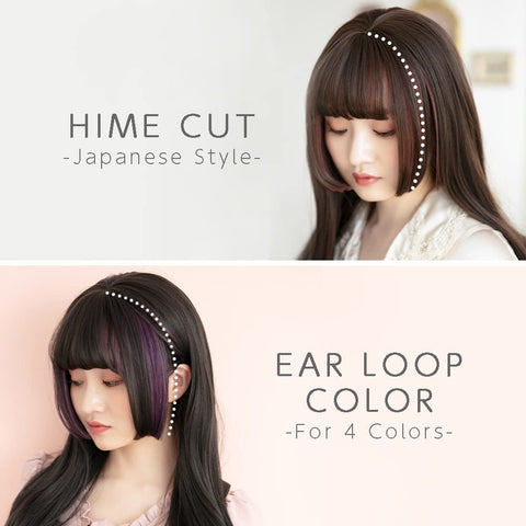 Qp hairBRIGHT LELE Natural Full Long Straight Hime Cut Hair With Air Bangs Wigs for Women Synthetic Straight Hair Wig for Daily Party Cosplay Wig HF1127-TR/G
