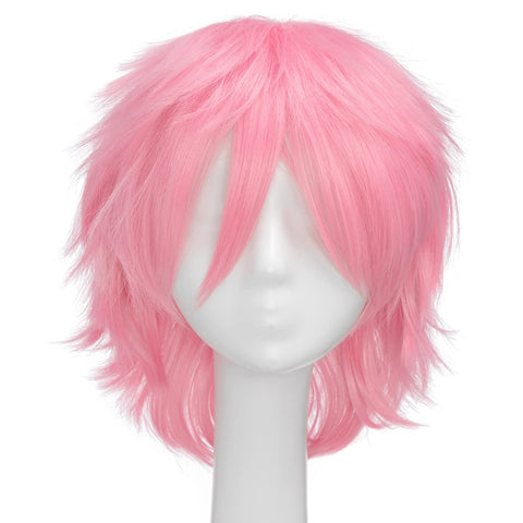 Qp hairUnisex Women Mens Male Short Black Fluffy Straight Hair Wigs Anime Cosplay Party Dress Costume Synthetic Wig