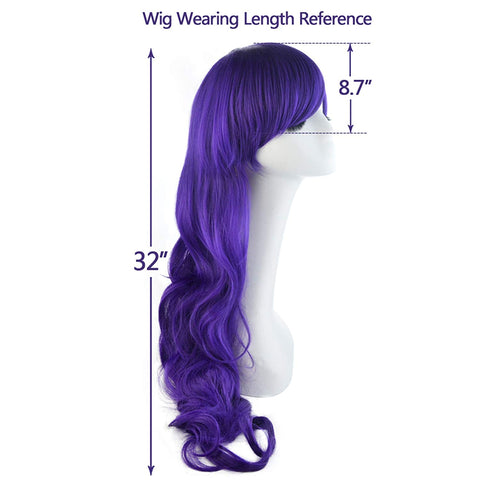 Qp hairRbenxia Curly Cosplay Wig Long Hair Heat Resistant Spiral Costume Wigs Anime Fashion Wavy Curly Cosplay Daily Party Purple 32" 80cm