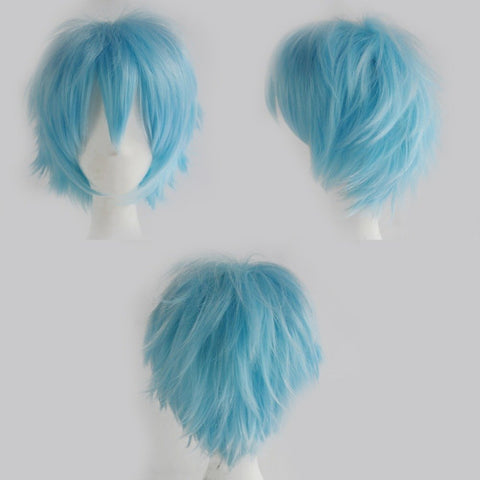 Qp hairUnisex Women Mens Male Short Black Fluffy Straight Hair Wigs Anime Cosplay Party Dress Costume Synthetic Wig
