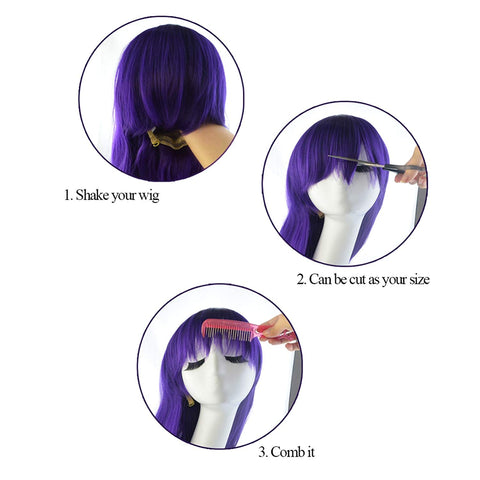 Qp hairRbenxia Curly Cosplay Wig Long Hair Heat Resistant Spiral Costume Wigs Anime Fashion Wavy Curly Cosplay Daily Party Purple 32" 80cm