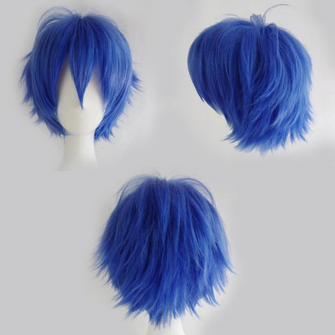 Qp hairUnisex Women Mens Male Short Black Fluffy Straight Hair Wigs Anime Cosplay Party Dress Costume Synthetic Wig