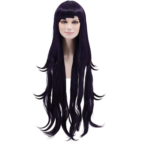 Qp hairCfalaicos Dark Purple Cosplay Wig Costume Wigs with Bangs + Free Wig Cap