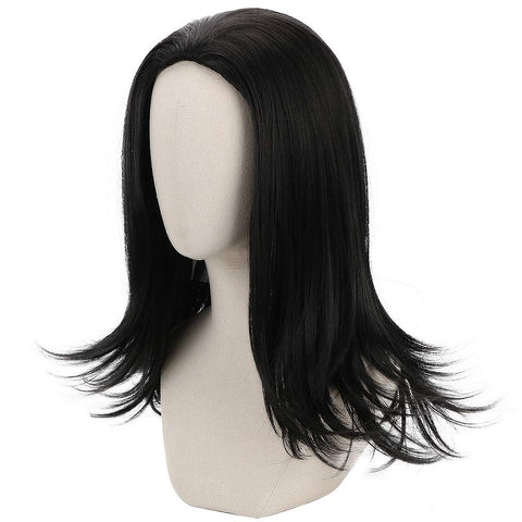 Qp hairPARTY ZONE Long Black Cosplay Wig for Mens Synthetic Full Head Straight Anime Men Wigs Role Play Hair for Party Halloween Costume Wig （ Black）