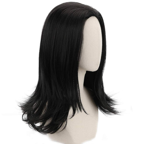 Qp hairPARTY ZONE Long Black Cosplay Wig for Mens Synthetic Full Head Straight Anime Men Wigs Role Play Hair for Party Halloween Costume Wig （ Black）