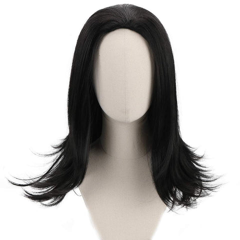 Qp hairPARTY ZONE Long Black Cosplay Wig for Mens Synthetic Full Head Straight Anime Men Wigs Role Play Hair for Party Halloween Costume Wig （ Black）