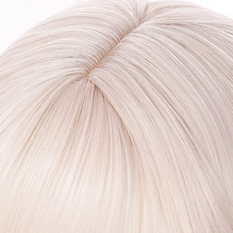 Qp hairOmbre Pastel Pink Wig with Bangs for Kids Women Long Straight Harajuku Gradient Blonde Hair Girls Kawaii Cute Cosplay Wig for Halloween Party + Cap