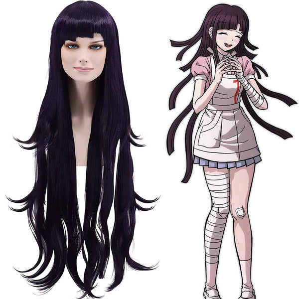 Qp hairCfalaicos Dark Purple Cosplay Wig Costume Wigs with Bangs + Free Wig Cap