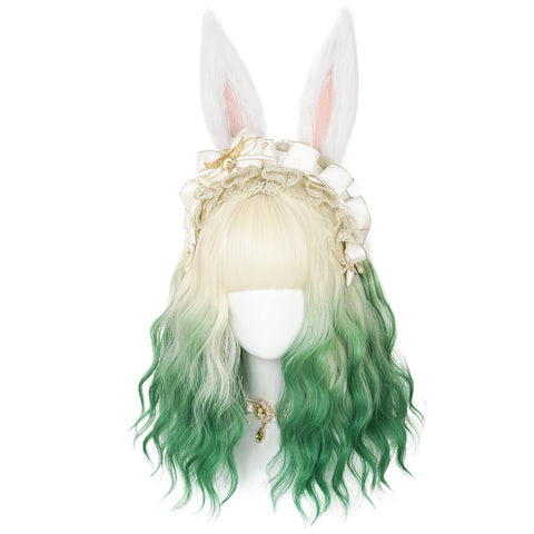 Qp hairOmbre Pastel Pink Wig with Bangs for Kids Women Long Straight Harajuku Gradient Blonde Hair Girls Kawaii Cute Cosplay Wig for Halloween Party + Cap