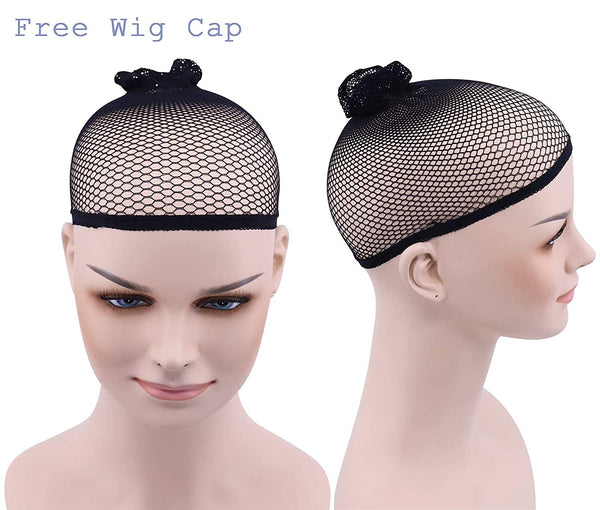 Qp hairCfalaicos Dark Purple Cosplay Wig Costume Wigs with Bangs + Free Wig Cap