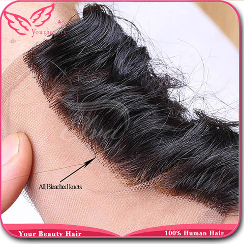 7A 3.5*4 Brazilian Deep Curly Closure Unprocessed Virgin Human Hair Top Lace Closure Bleached Knots Free Middle 3 Part Closure
