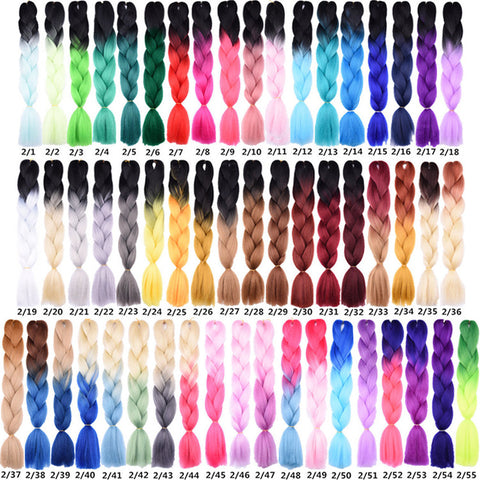 55 color  two tone color 100g 24inch Ombre  Kanekalon Jumbo Braiding Hair