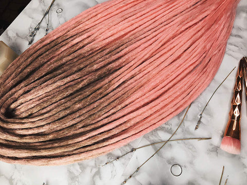 Synthetic Crochet Dreads — Ombre Set — Pink wine, Ombre Set, Ombre Dreads, Synthetic dreads, de dreads, se dreads, Black, Custom Dreadlocks Extensions