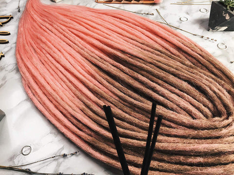 Synthetic Crochet Dreads — Ombre Set — Pink wine, Ombre Set, Ombre Dreads, Synthetic dreads, de dreads, se dreads, Black, Custom Dreadlocks Extensions