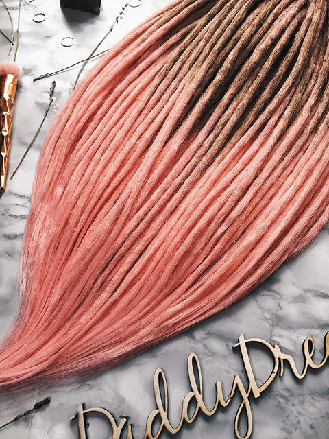 Synthetic Crochet Dreads — Ombre Set — Pink wine, Ombre Set, Ombre Dreads, Synthetic dreads, de dreads, se dreads, Black, Custom Dreadlocks Extensions