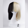 Blonde Sia wig Thick Blunt Bob Wig  Half Blonde and Black 2 Tone Cosplay Costume Wig