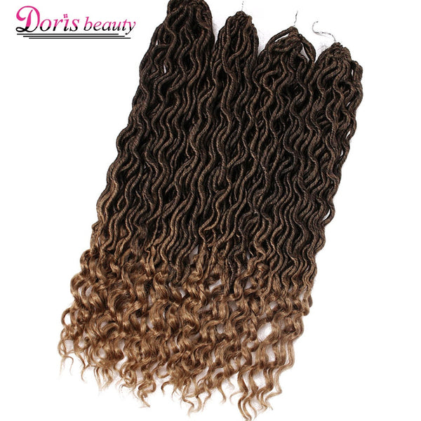 Bohemian Faux Locs Crochet Hair Extensions Curly Crochet Braiding Hair Goddess Synthetic Hair Ombre Doris beauty