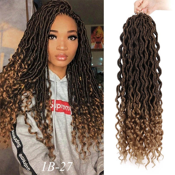 Bohemian Faux Locs Crochet Hair Extensions Curly Crochet Braiding Hair Goddess Synthetic Hair Ombre Doris beauty