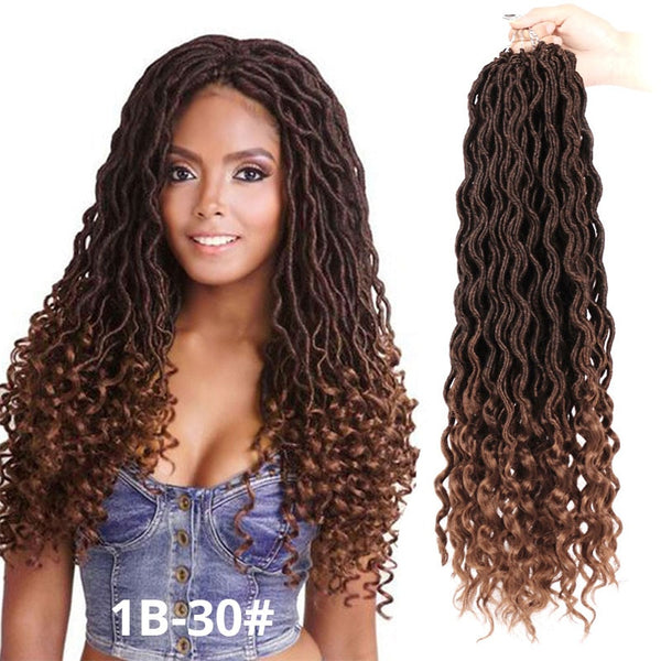 Bohemian Faux Locs Crochet Hair Extensions Curly Crochet Braiding Hair Goddess Synthetic Hair Ombre Doris beauty