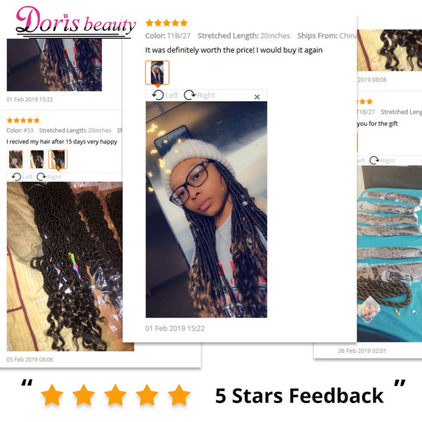 Bohemian Faux Locs Crochet Hair Extensions Curly Crochet Braiding Hair Goddess Synthetic Hair Ombre Doris beauty