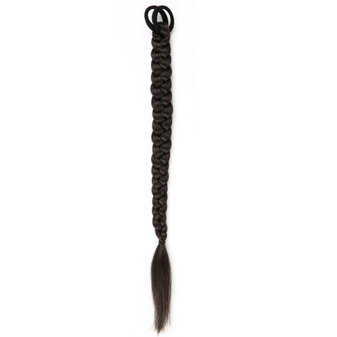 Qp hairBoxing Braids Strap Synthetic Chignon Tail With Rubber Band Hair Ring 16'' Small Crochet Braid Hair Ponytail Extensions Black