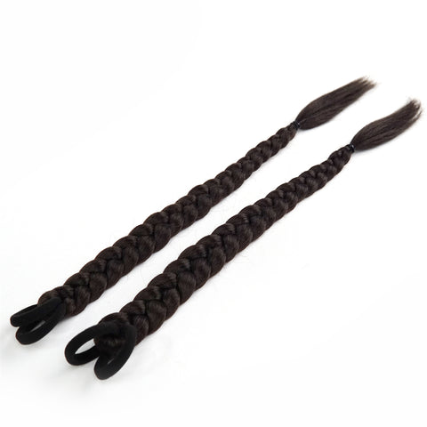 Qp hairBoxing Braids Strap Synthetic Chignon Tail With Rubber Band Hair Ring 16'' Small Crochet Braid Hair Ponytail Extensions Black