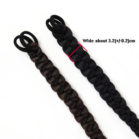 Qp hairBoxing Braids Strap Synthetic Chignon Tail With Rubber Band Hair Ring 16'' Small Crochet Braid Hair Ponytail Extensions Black