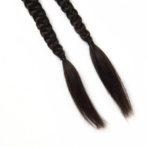 Qp hairBoxing Braids Strap Synthetic Chignon Tail With Rubber Band Hair Ring 16'' Small Crochet Braid Hair Ponytail Extensions Black