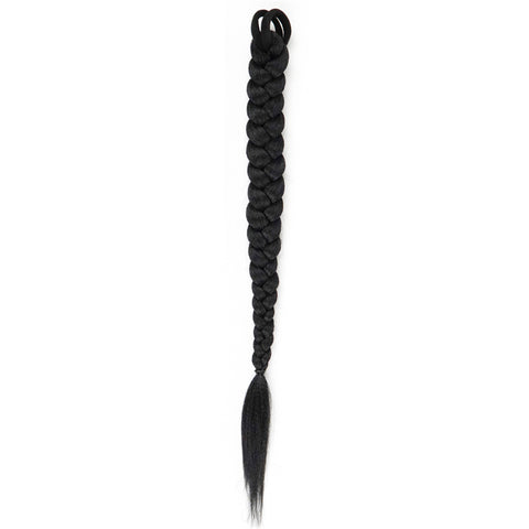 Qp hairBoxing Braids Strap Synthetic Chignon Tail With Rubber Band Hair Ring 16'' Small Crochet Braid Hair Ponytail Extensions Black