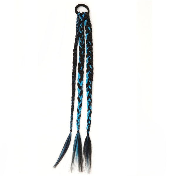 Qp hairBoxing Braids Synthetic Strap Chignon Tail With Rubber Band Hair Ring 16 Inch Small Braid Hair Ponytail Extensions Blue Black