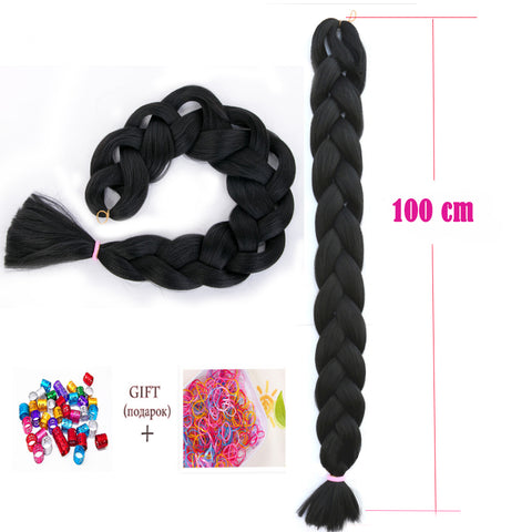 Qp hairBraiding Hair 1 Piece Long Synthetic Low Temperature Fiber Braid Pure Color Jumbo Braid Hair Extensions Pink Brown