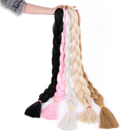 Qp hairBraiding Hair 1 Piece Long Synthetic Low Temperature Fiber Braid Pure Color Jumbo Braid Hair Extensions Pink Brown