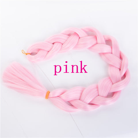 Qp hairBraiding Hair 1 Piece Long Synthetic Low Temperature Fiber Braid Pure Color Jumbo Braid Hair Extensions Pink Brown