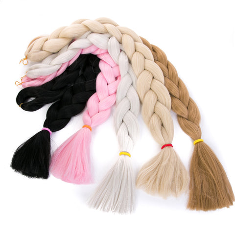 Qp hairBraiding Hair 1 Piece Long Synthetic Low Temperature Fiber Braid Pure Color Jumbo Braid Hair Extensions Pink Brown