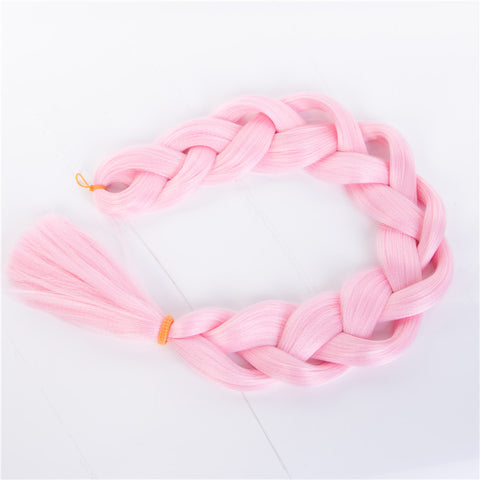 Qp hairBraiding Hair 1 Piece Long Synthetic Low Temperature Fiber Braid Pure Color Jumbo Braid Hair Extensions Pink Brown