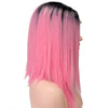 Qp Hair Black Pink Ombre Lace Front Wig Synthetic Bob Wigs For Black Women Short HairStyles Middle Part Heat Resistant Wigs