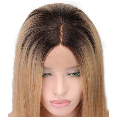 Qp Hair Black To Blond Ombre Lace Front Wig For Black Women African American Short Synthetic Wigs Heat Resistant Bob Wig