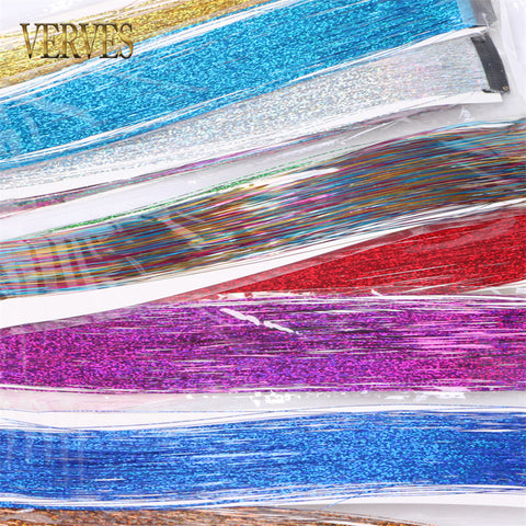 Qp hairClip-In One Piece Synthetic Hair Extension Sparkle Shiny Fake Hair Women Hippie for Braiding Headdress Tinsel Rainbow Dazzles