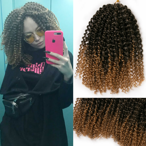 Qp hairCrochet Braid Hair 60g/pack Synthetic Curly Braid 12 inch Ombre Braiding Hair Extentions Marley Afro Natural Black