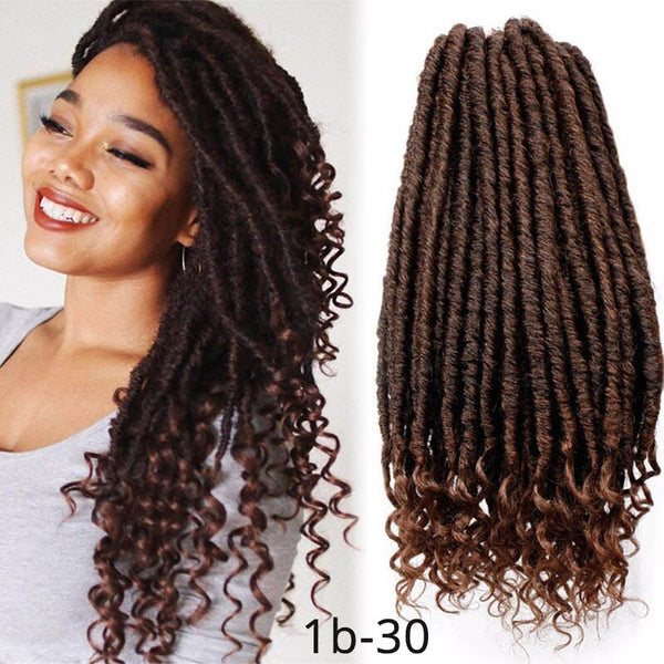 Crochet Braid Hair Curly Crochet Hair Goddess Faux Locs 16 Inch Synthetic Hair Extensions Ombre Braiding Hair Soft Natural