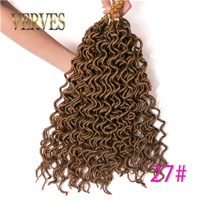 Qp hairCrochet Braid hair Synthetic Faux Locs Curly Hair 16 inch 75g/pcs,24 Strands/Piece Braiding Hair Extensions Black Blonde