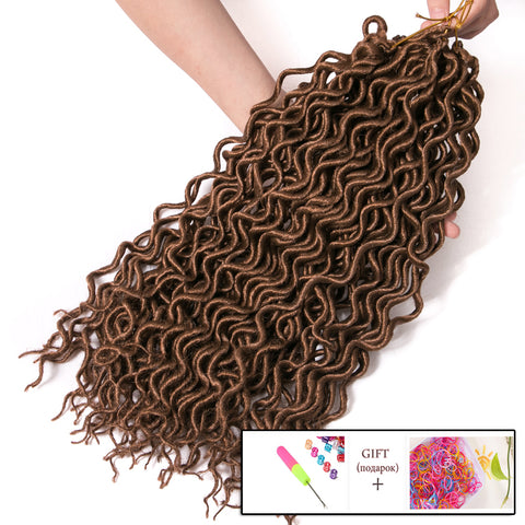 Qp hairCrochet Braid hair Synthetic Faux Locs Curly Hair 16 inch 75g/pcs,24 Strands/Piece Braiding Hair Extensions Black Blonde